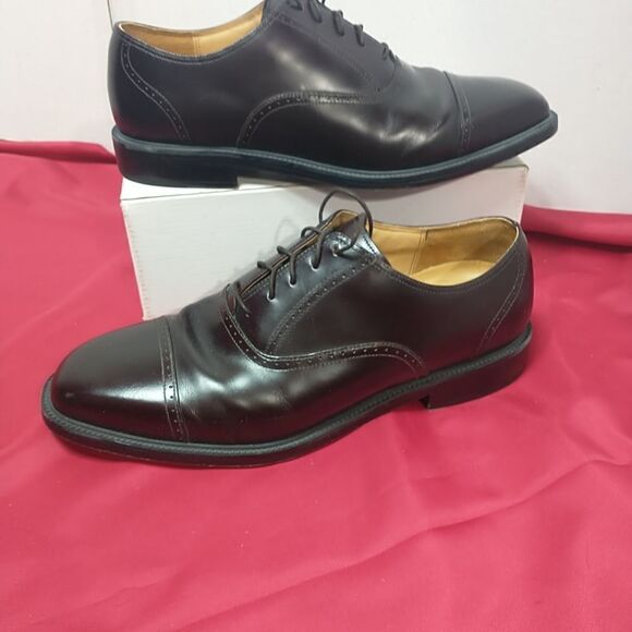 Rockport APM1141E Burgundy Leather Oxfords Cap Toe Dress Work Shoes Mens SZ 10 W - Picture 3 of 8